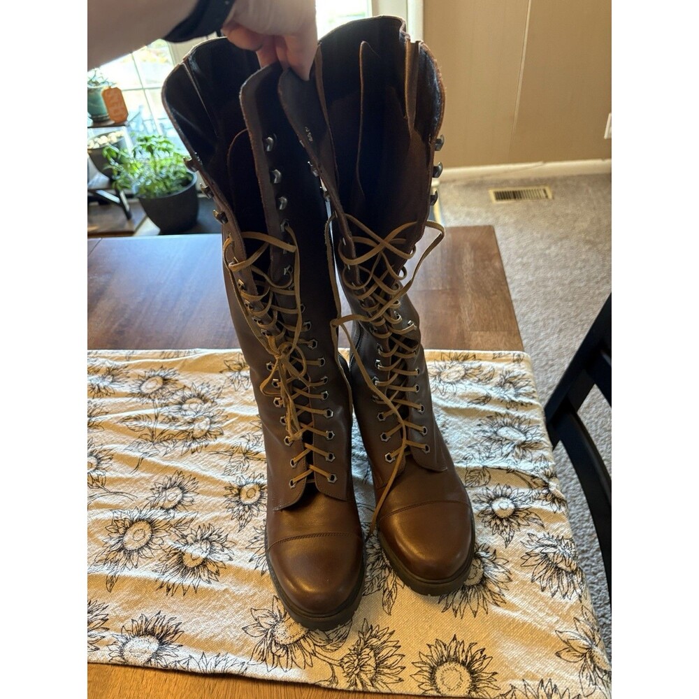 Gently used Girotti Brown Knee High Leather Boot Size 9.5 Worn 2 Times.